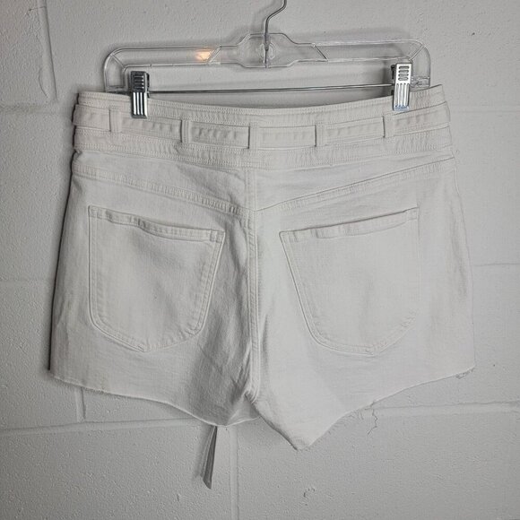 FRAME Le Brigette Size 31 High Waist Cut Off Denim Shorts NWT White Tie Waist - Picture 3 of 9